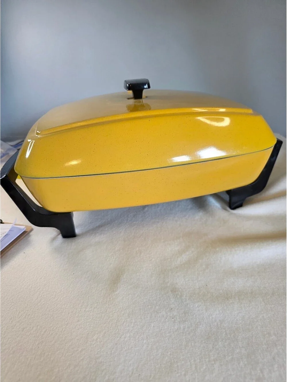 Vintage West Bend Harvest Gold Electric Skillet Lid Rack Cord Tested Works